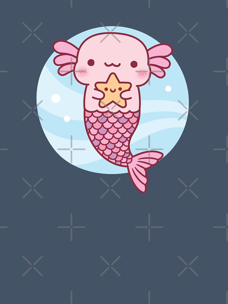 Cute Axolotl Mermaid With Starfish by rustydoodle
