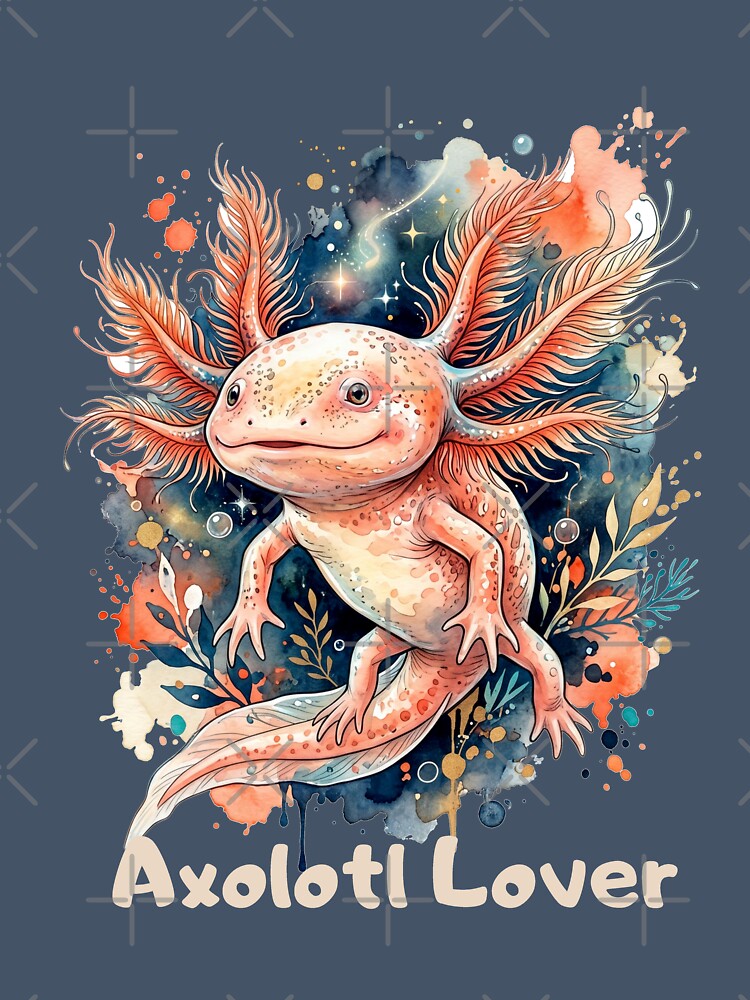 Cute Axolotl Lover Watercolor Animal by Biedroneczka