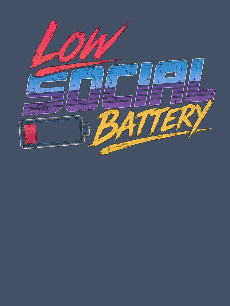 Low Social Battery | Retro 80s Neon Graphic Tee by DNHZstore