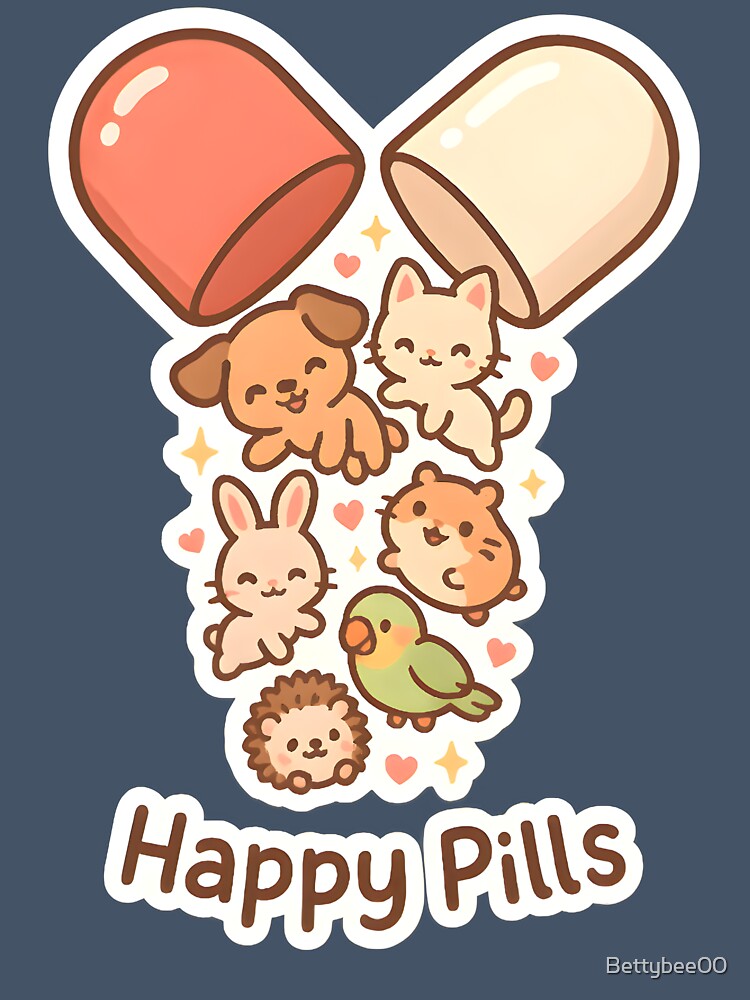 Happy Pills – Cute Animals Spilling from Capsule by Bettybee00