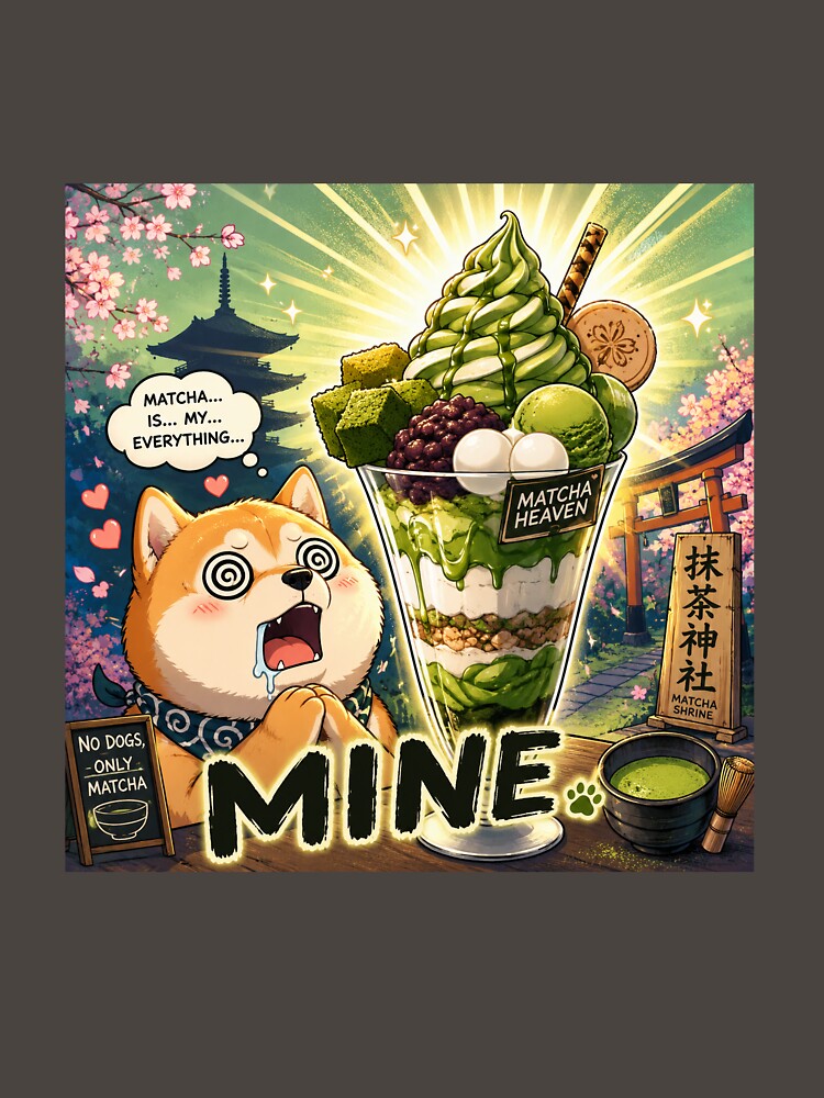 Matcha Mind Control Shiba Inu - Kawaii Japanese Meme Dog Sticker by kawaii animal store (in Japan)