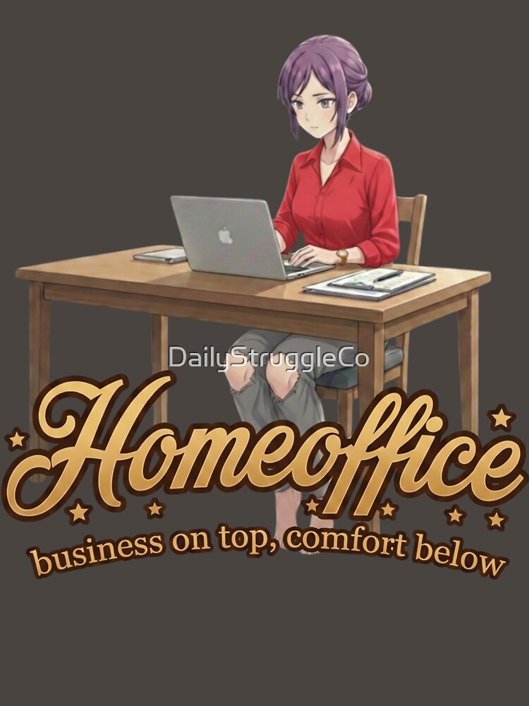 Homeoffice – Business on Top, Comfort Below Funny  Anime Office Lady by DailyStruggleCo