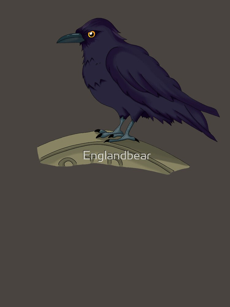 Richard the Raven: British Folklore Guardian (Black Raven on Gravestone) by Englandbear