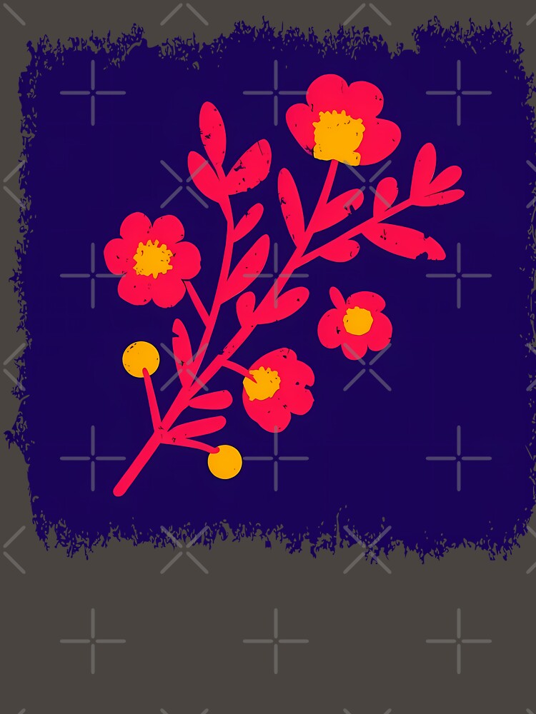 Chic Folk Art Botanical - Textured Pink Wildflower by UniqueDesign751