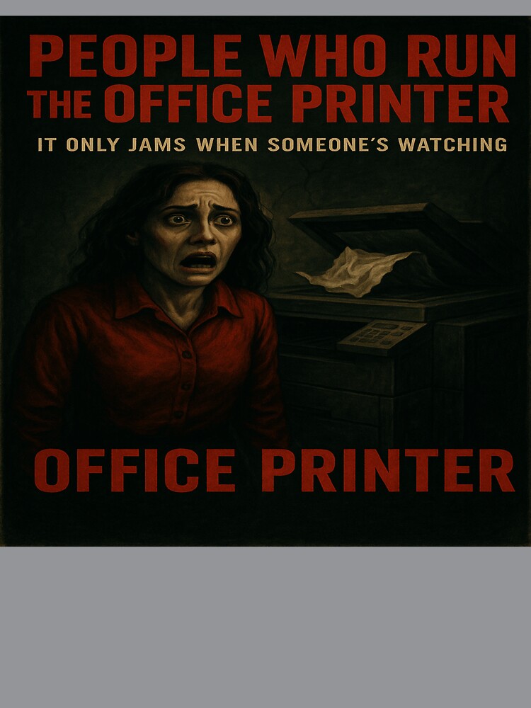 Office Printer Horror – It Only Jams When Someone’s Watching by POD DYNASTY | Original Print On Demand T-Shirt Graphics