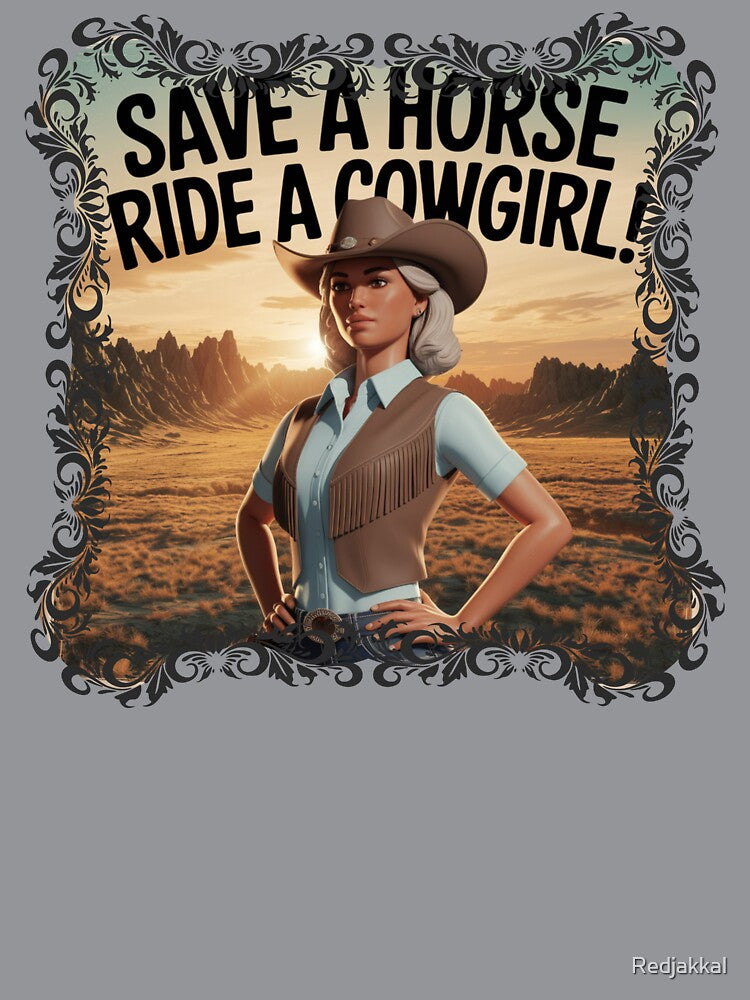 Save a horse ride a cowgirl vintage designs - Cowgirl Chic by Redjakkal