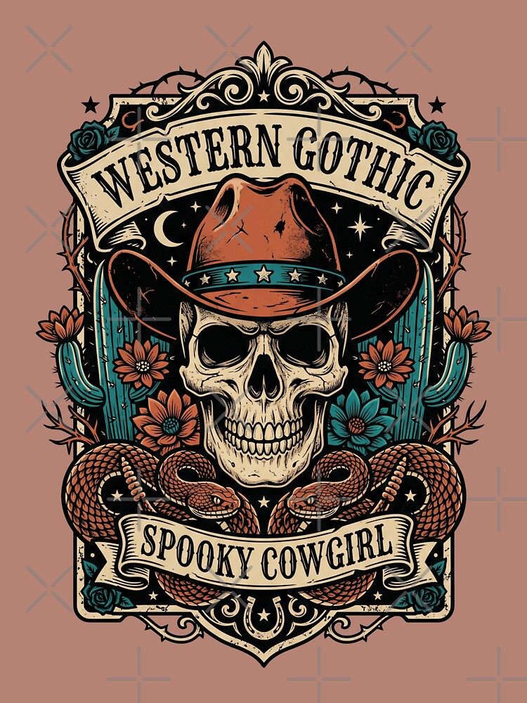 Spooky Cowgirl Shirt Western Gothic Skull Tee Dark Country Aesthetic Apparel by KAYJAY DESIGNS