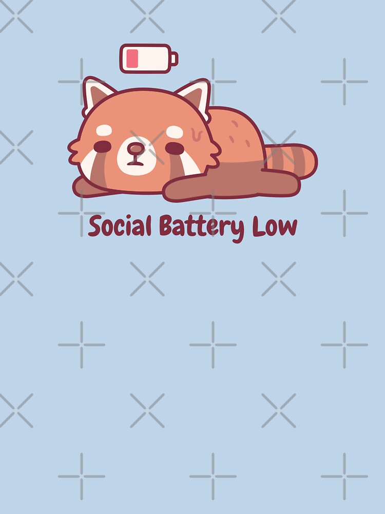 Cute Tired Red Panda Introvert Social Battery Low by rustydoodle