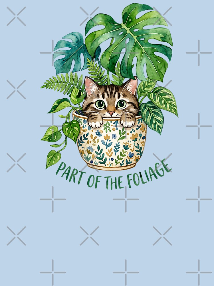 Part of the Foliage - Watercolor Cat and Plants by Andreza NativeHue Oficial