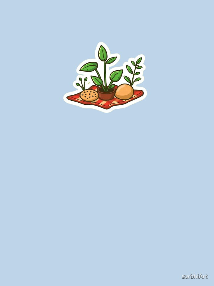 Plant Picnic Sticker | Cute Houseplant Picnic Aesthetic | Cozy Botanical Nature Illustration by surbhiArt