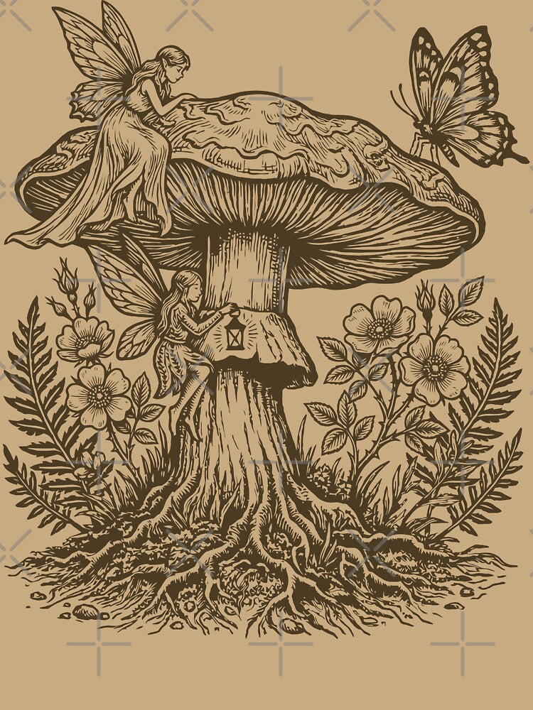 Mushroom Fairies Butterfly Botanical Forest Fairycore by Y-Vibes