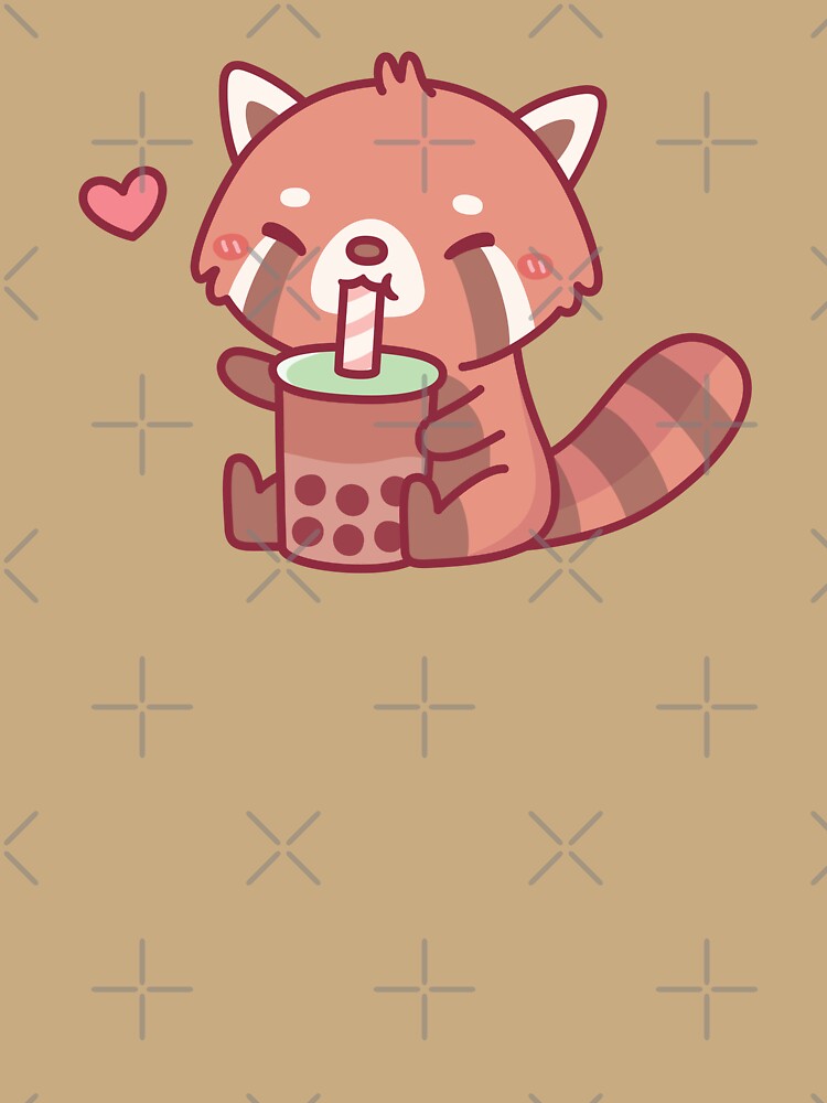 Cute Red Panda Loves Drinking Bubble Tea by rustydoodle