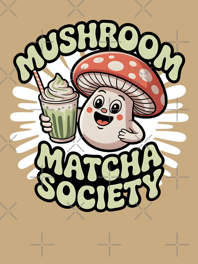 Mushroom Matcha Society Cute Kawaii Matcha Lover Shirt by Raw Tigers