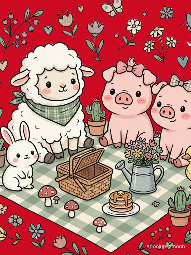 Cozy Cottagecore Farm Animal Picnic by apoclypsemoon