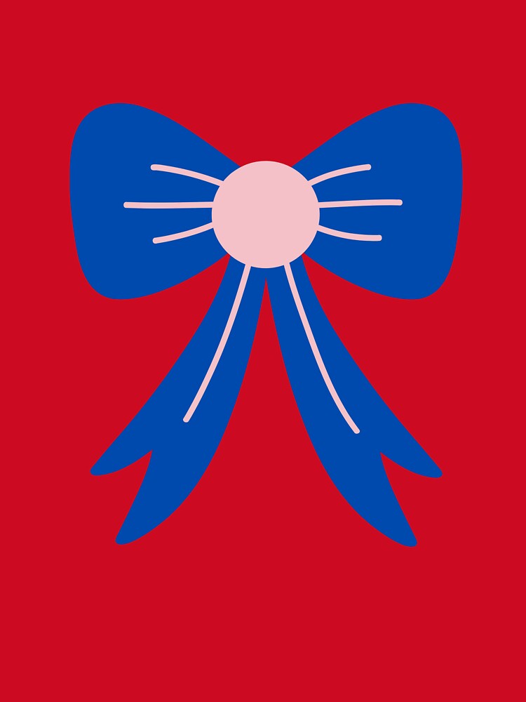 Cobalt Blue & Pink Coquette Ribbon Bow Illustration by PACS0011
