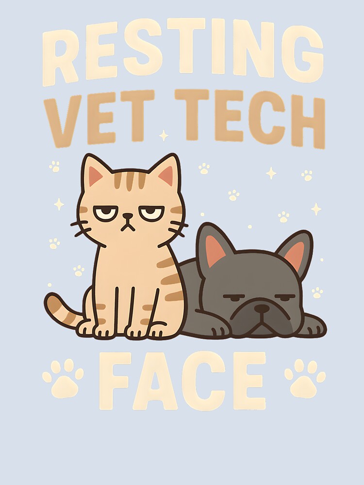 Resting Vet Tech Face T-Shirt, Funny Veterinary Technician Gift, Cute Animal Nurse Graphic Tee, Vet Clinic Humor Shirt by JoyBoyStudio1