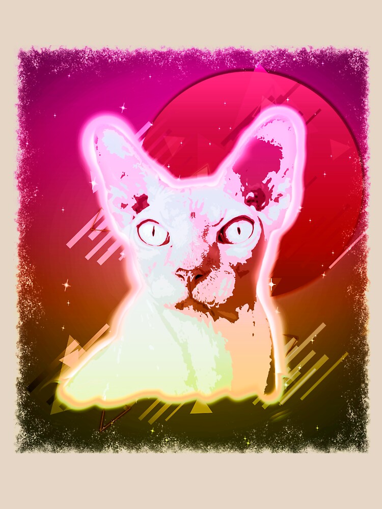 Hairless Cat Shirt Disco Rave Sphynx Cat T Shirt Neon Kitty by cgocgy