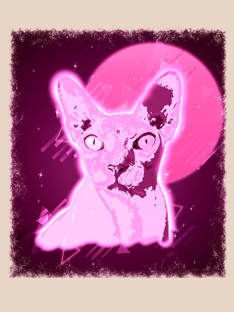 Hairless Cat Shirt Retro Rave Sphynx Cat T Shirt Neon Kitty by cgocgy
