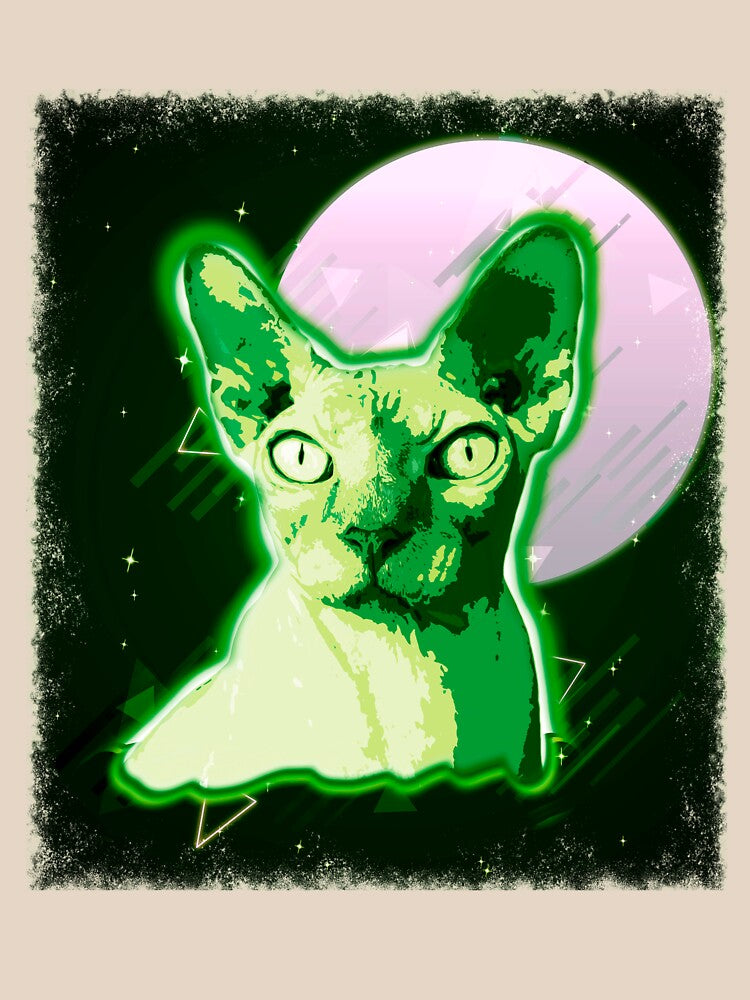 Hairless Cat Shirt Trippy Rave Sphynx Cat T Shirt Neon Kitty by cgocgy