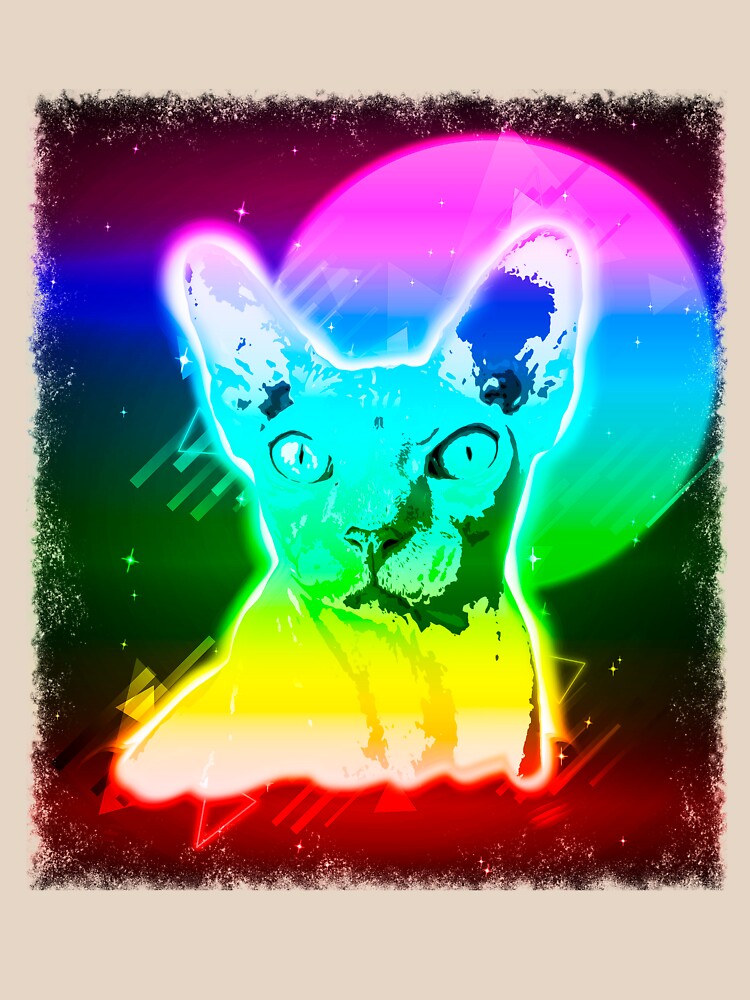 Hairless Cat Shirt Vintage Rave Sphynx Cat Tshirt Neon Kitty by cgocgy