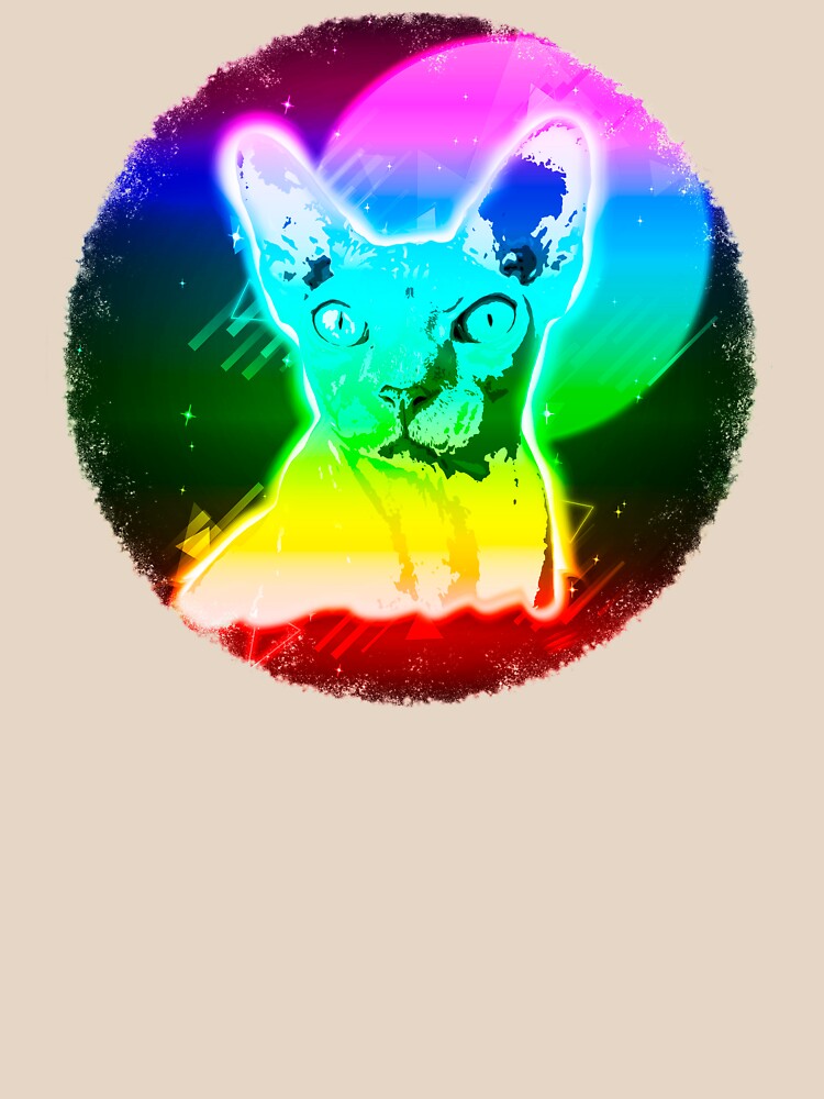 Sphynx Cat Shirt Rave Vintage Hairless Cat Tshirt Neon Kitty by cgocgy