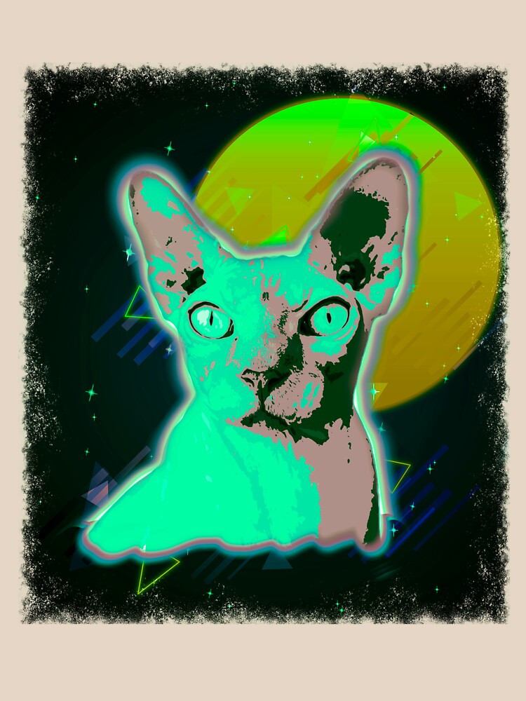 Hairless Cat Shirt Rave Sphynx Cat T Shirt Neon Kitten by cgocgy