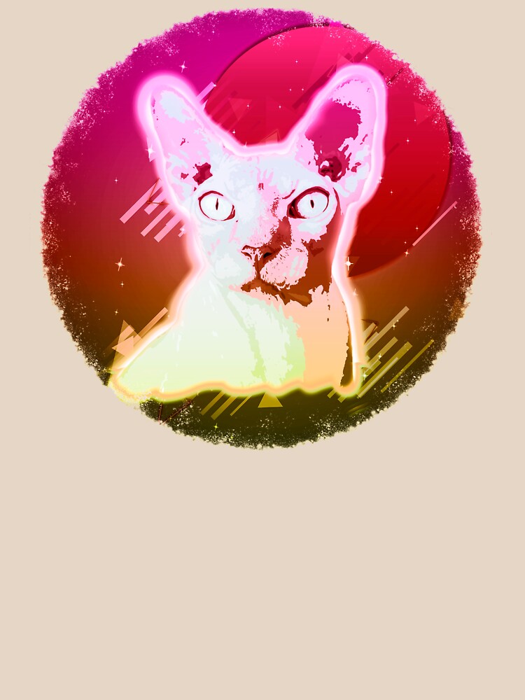Sphynx Cat Shirt Retro Rave Hairless Cat T Shirt Neon Kitty by cgocgy
