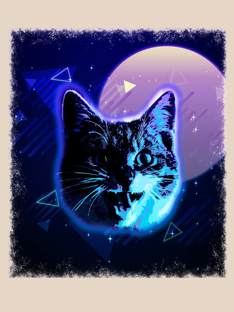 Crazy Cat Shirt Trippy Rave Neon 80s Disco Vintage Kitty Tee by cgocgy