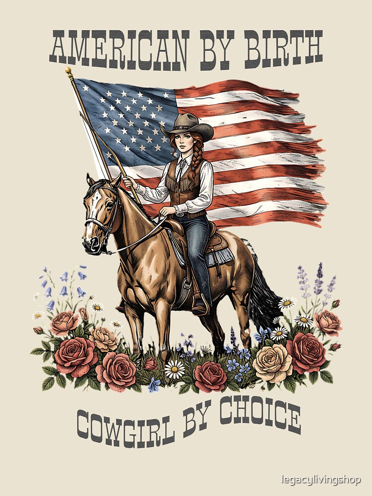American By Birth Cowgirl By Choice Patriotic Western Vintage by legacylivingshop