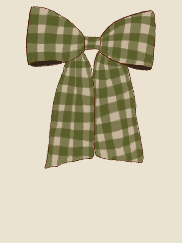 Green vichy bow - vintage retro cottagecore coquette aesthetic by Fantasy Cache