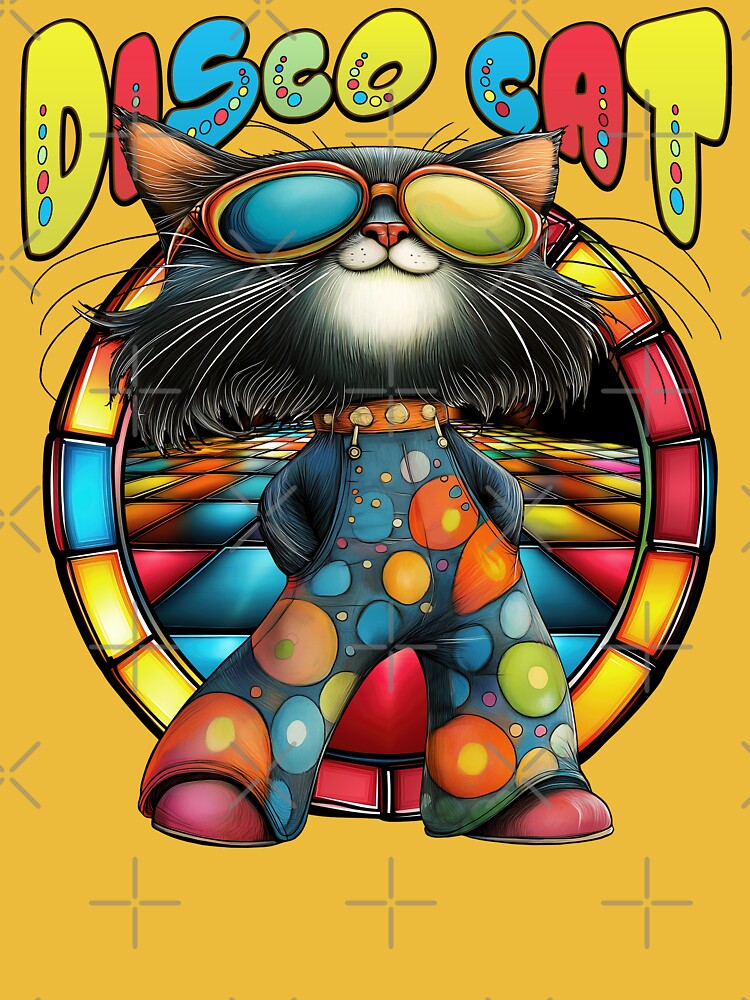 Disco Cat - Retro 70s Dancing Feline in Funky Jumpsuit by TheSillySartor