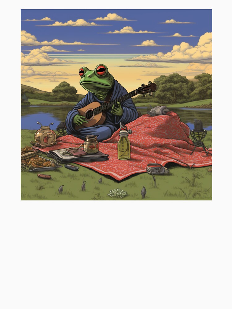 Wise Frog Enjoys a Relaxing Guitar Picnic by isabellatried