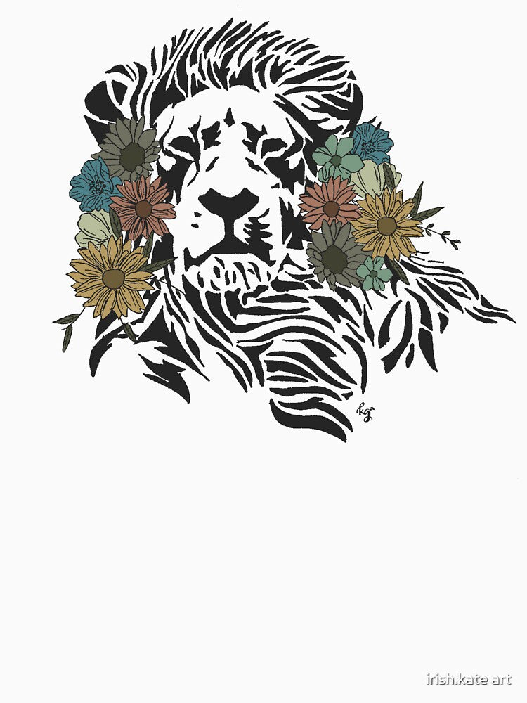 Liam the Lion - Florals by irish.kate art