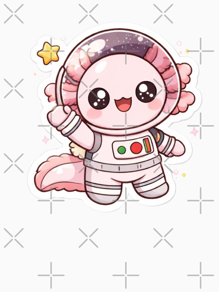 Kawaii Axolotl Astronaut Sticker — Space Chibi by Gentle Chaos