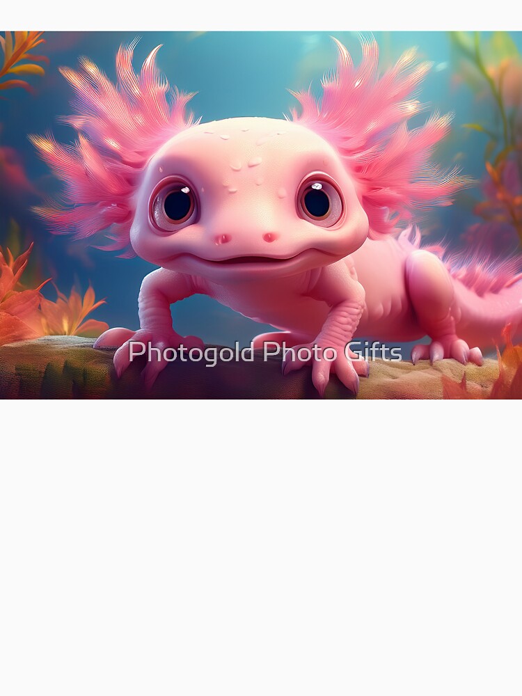 pink , fluffy axolotl by Photogold Photo Gifts