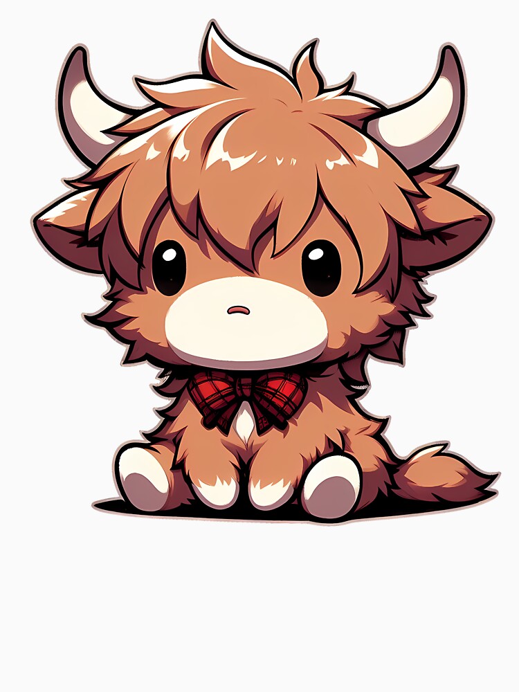 Fluffy Baby Highland Cow by Funny Vintage Stickers And T-Shirts
