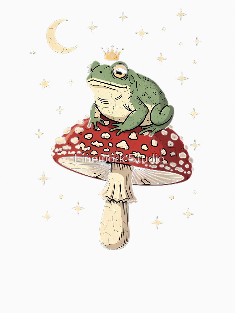Frog Prince on a Mushroom by Linework Studio