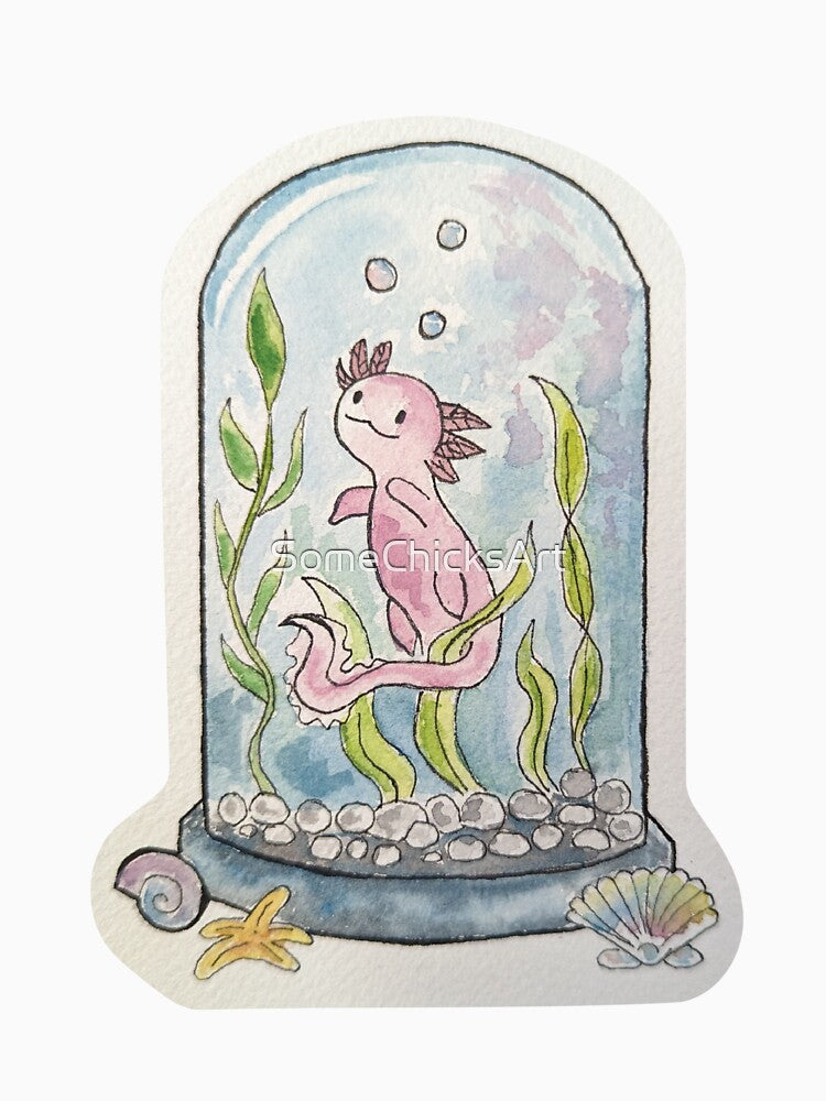 Axolotl in Terrarium by SomeChicksArt