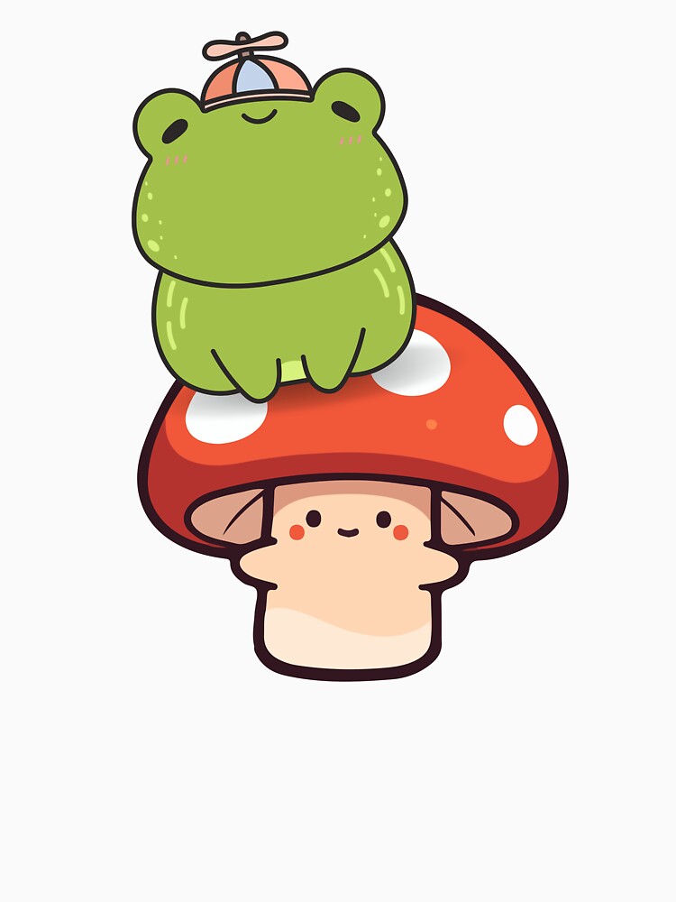kawaii frog on a mushroom by masked-mumbler