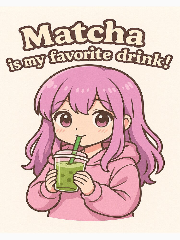 Matcha Anime Girl – Kawaii Style Art for Tea Lovers by Majd-makansi