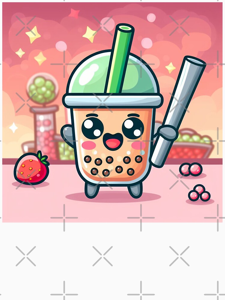 bubble tea kawaii ninja with boba world background by SaraDatCool