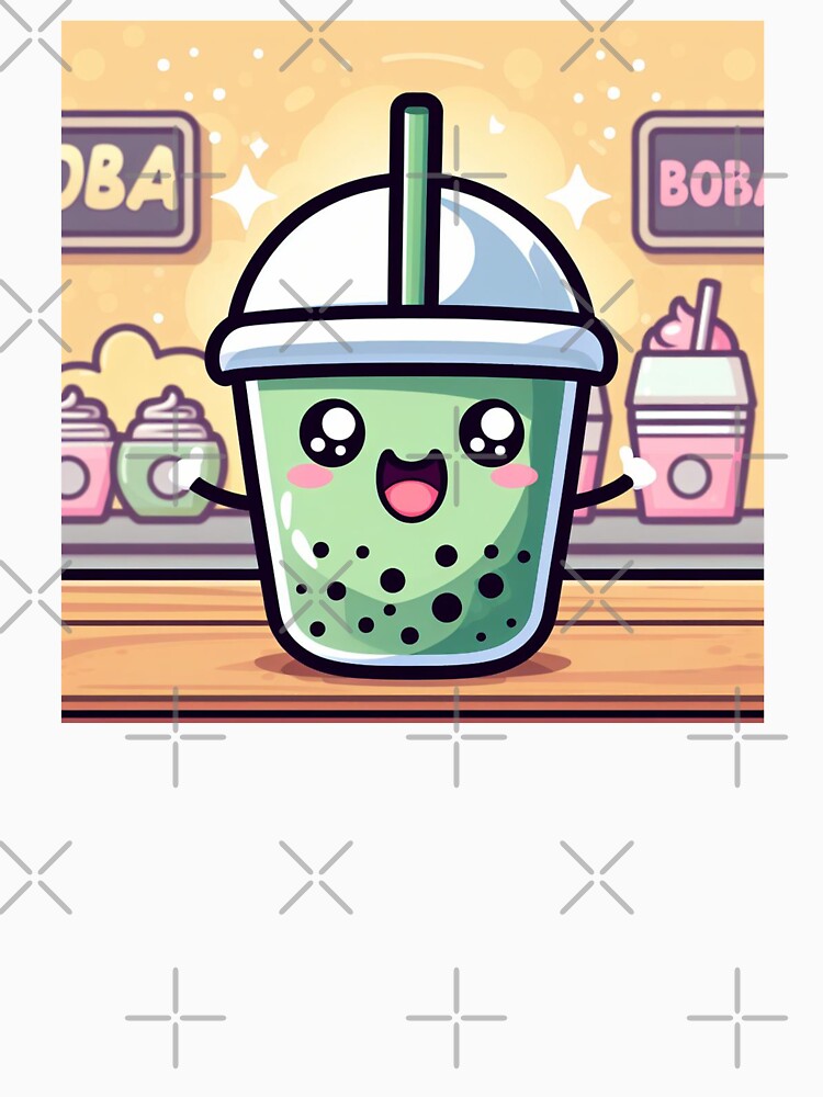 bubble tea kawaii barista with boba world background by SaraDatCool