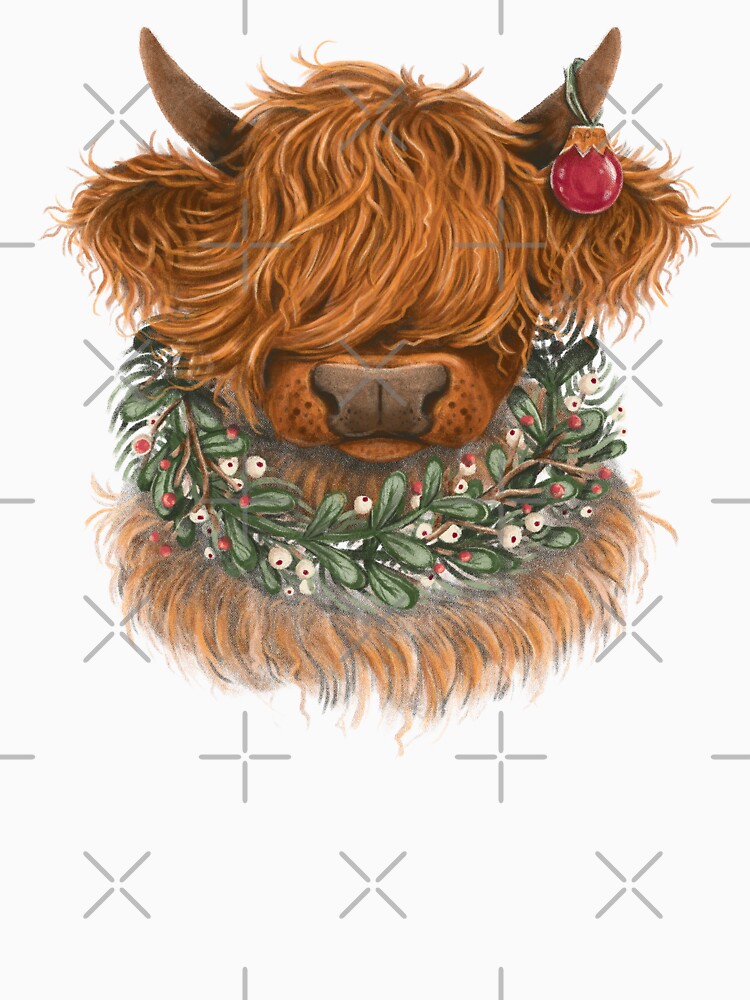 Christmas Highland Cow Cute & Fluffy by EmiBeeBuzz