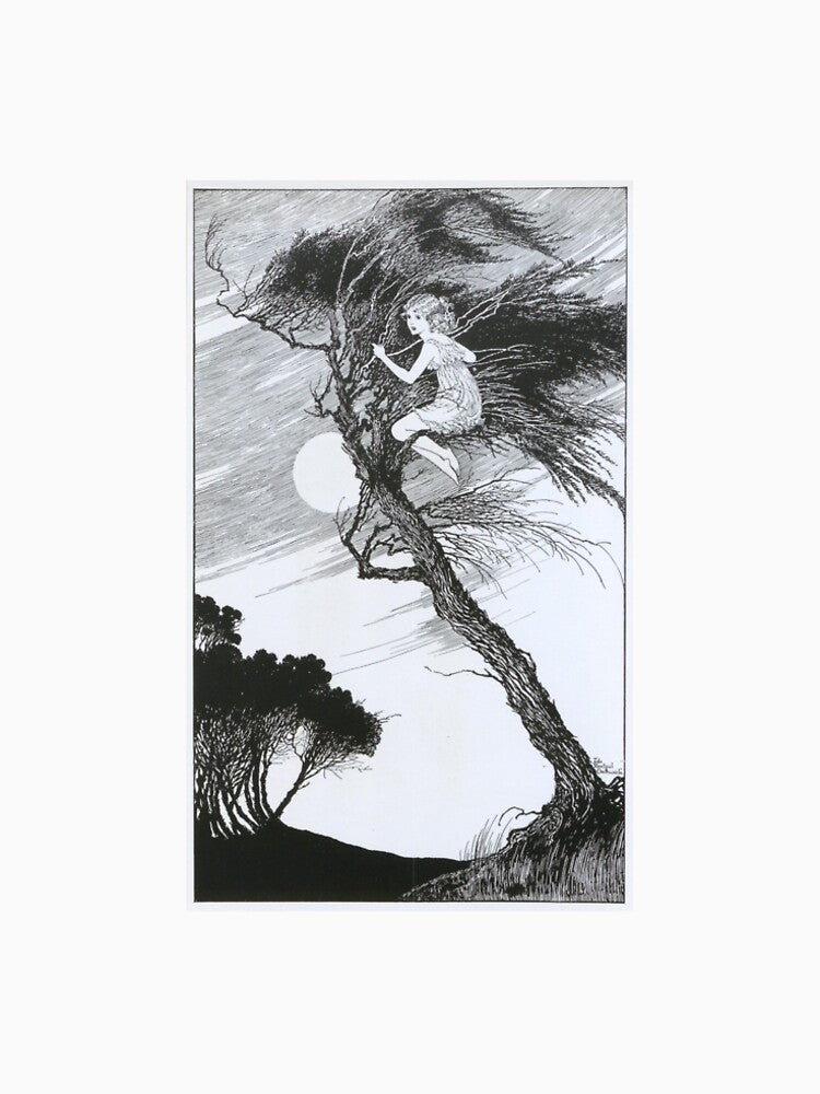 Vintage Art : Girl In A Windy Tree by Shloo