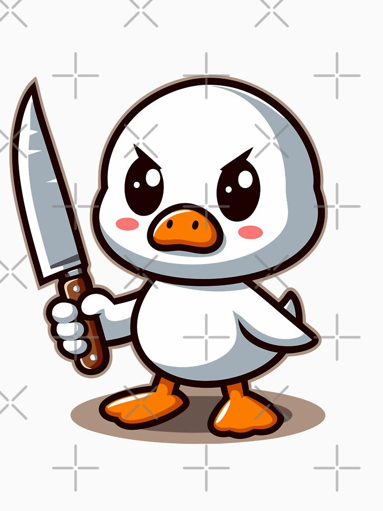 Cute angry duck with knife by Emegan Print Art