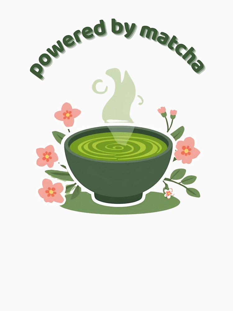 Cute Matcha Cup Graphic – ‘Powered by Matcha’ Illustration by Joy & Art