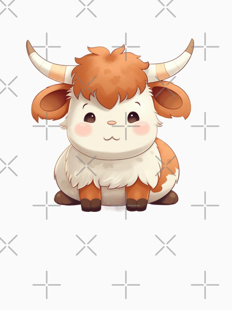 fluffy highland cow by vintageteahouse