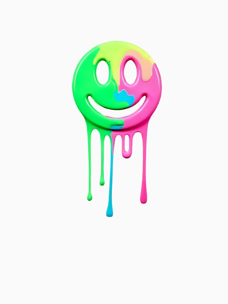 Trippy Melting Smiley Face | Neon Psychedelic Drip by Abhishek437