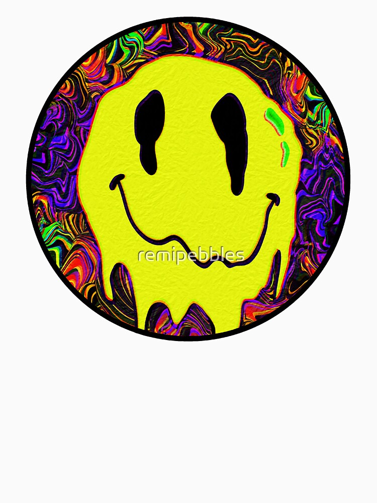 Classic Smiley – Drippy Yellow Rave Face Art by remipebbles