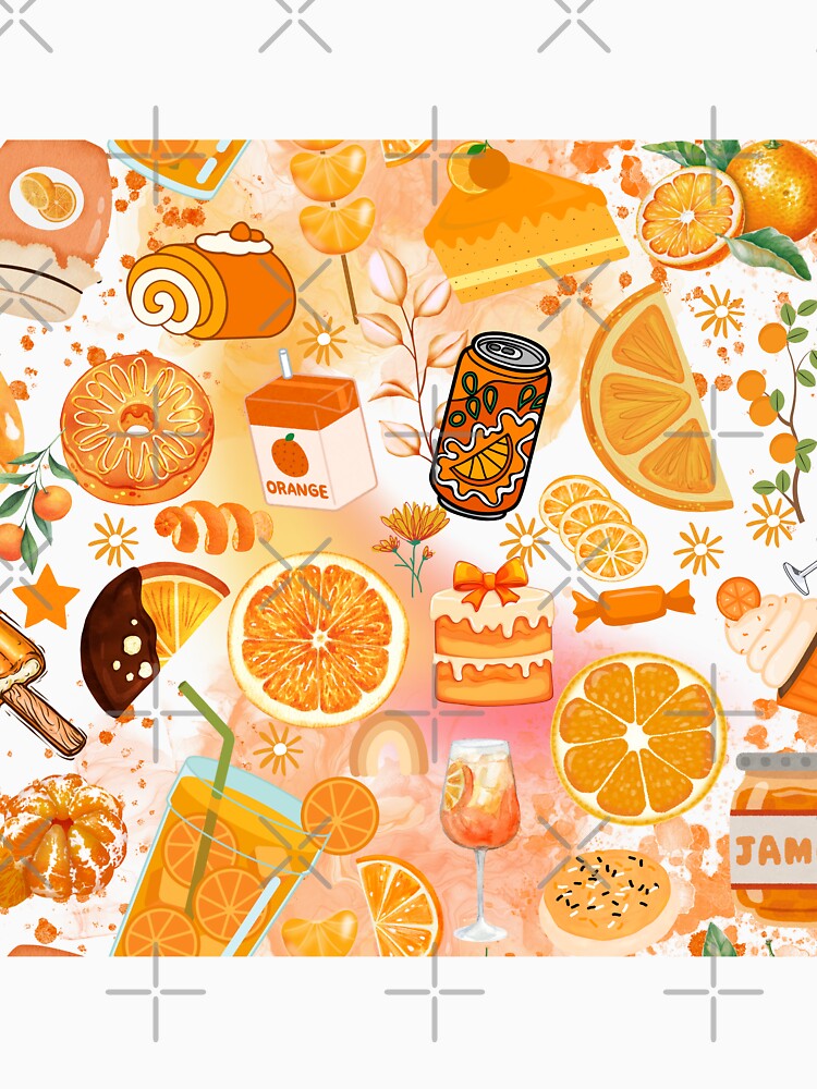 Orange Citrus Pattern on Black – Vibrant Fruit Illustration for Summer, Foodie & Retro Aesthetic by StudioSamanthaa